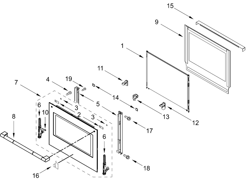 Oven Door Parts Diagram and Parts List for JOESC530RL00  Whirlpool Wall Oven