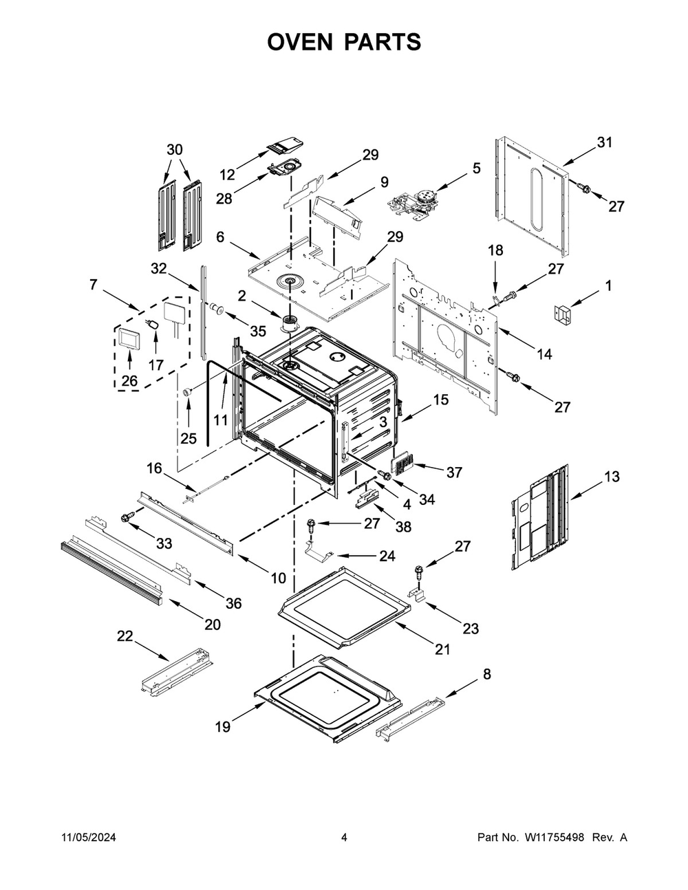03 - Oven Parts Diagram and Parts List for JMW2430LM04  Whirlpool Microwave Oven Combo