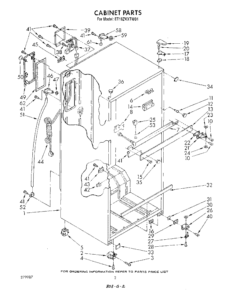 CABINET Diagram and Parts List for ET18ZKXTG01  Whirlpool Refrigerator