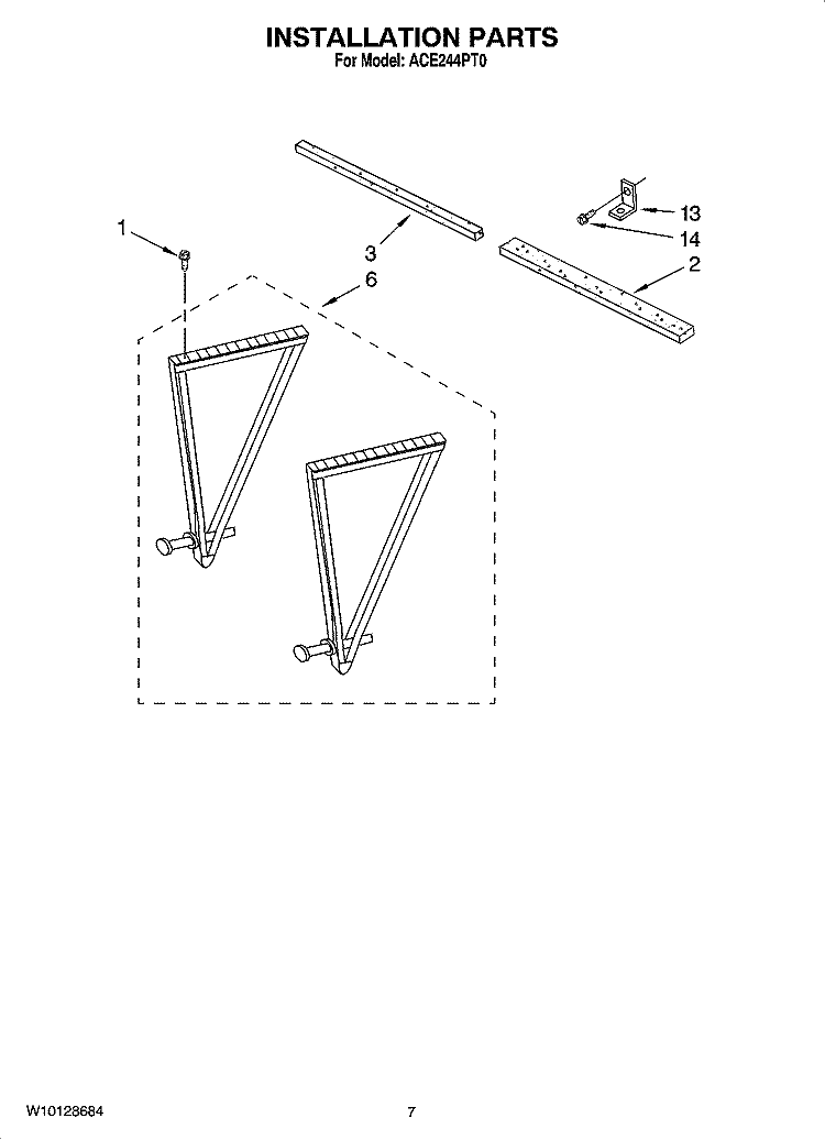 INSTALLATION PARTS Diagram and Parts List for ACE244PT0  Whirlpool Air Conditioner