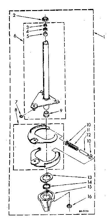 Brake And Drive Tube Diagram and Parts List for LA9800XSN2  Whirlpool Washer
