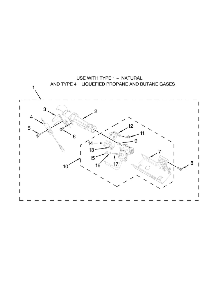 Burner Assembly Diagram and Parts List for WGD8500BR0  Whirlpool Dryer