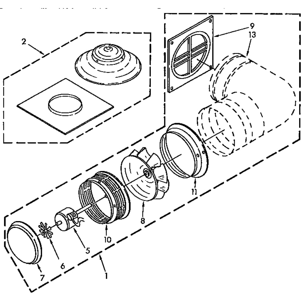 Exterior Ventilation Diagram and Parts List for KKSVD060YWH1  KitchenAid Range Hood