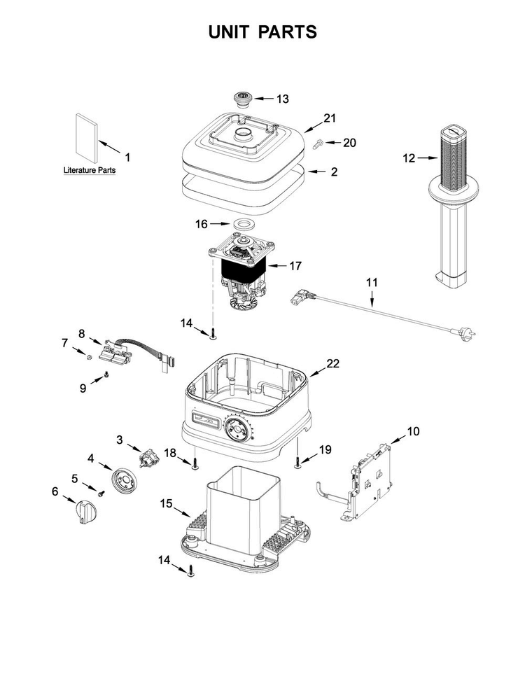 Unit Parts Diagram and Parts List for 5KSB8270BCA0  KitchenAid Blender