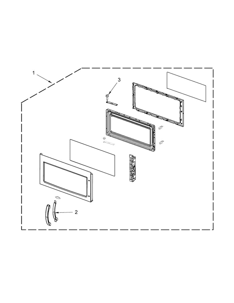 Door Parts Diagram and Parts List for WMH32519CB0  Whirlpool Microwave