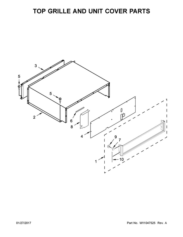 Top Grille And Unit Cover Parts Diagram and Parts List for KBBR306EPA01  KitchenAid Refrigerator