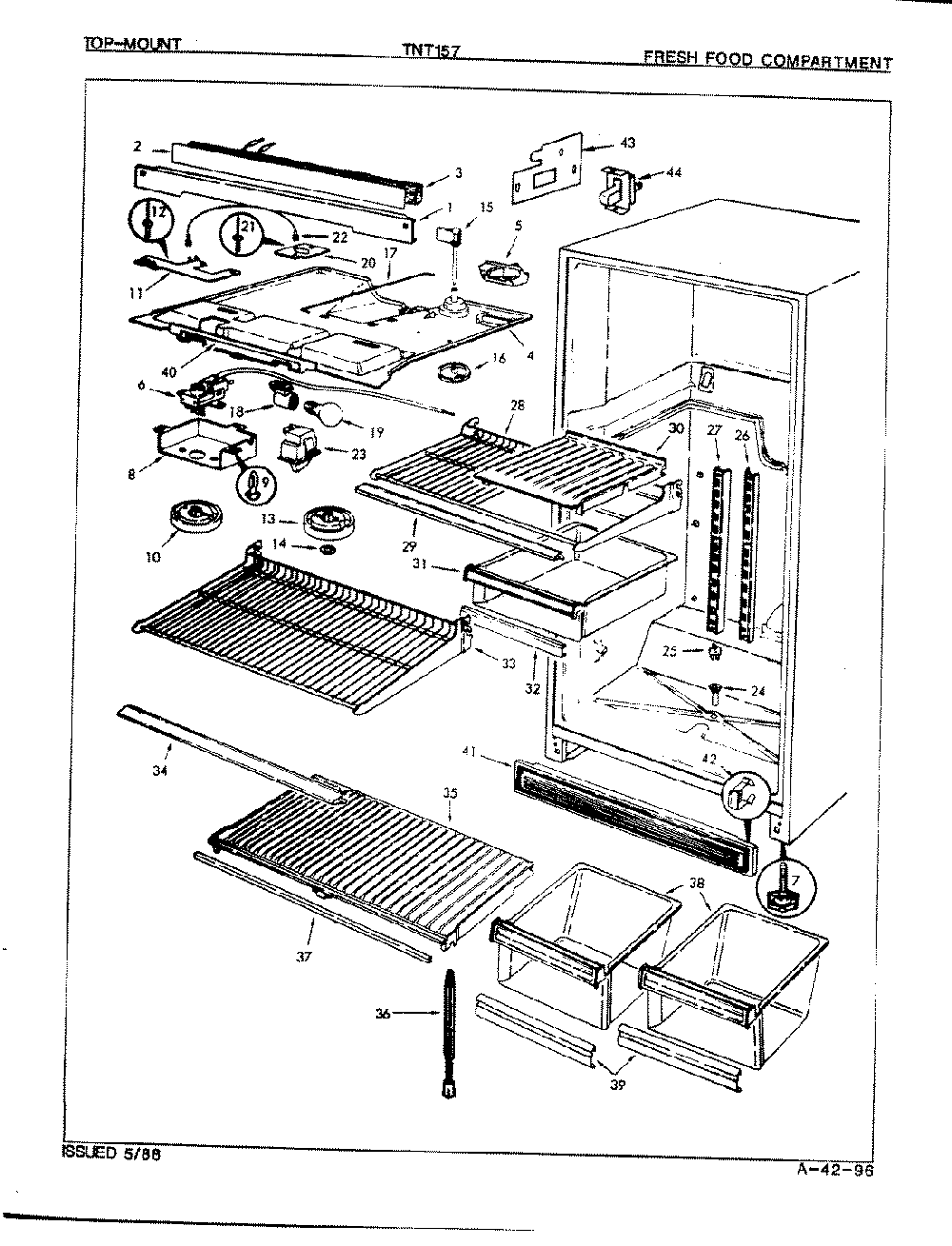 03 - Fresh Food Compartment Diagram and Parts List for TNT157  Whirlpool Refrigerator