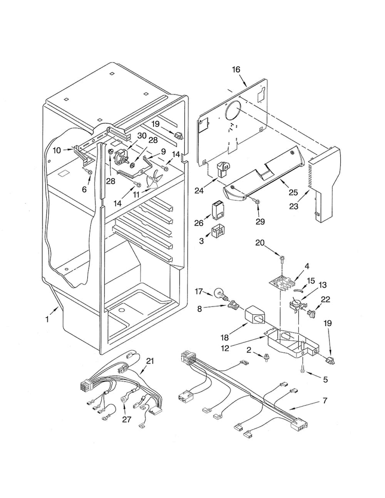 Liner Diagram and Parts List for 10670933901  Kenmore Refrigerator