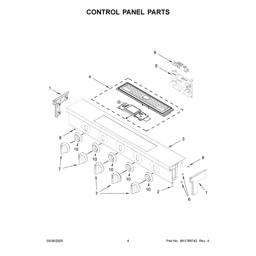 Control Panel Parts Diagram and Parts List for WSGS5030SB0  Whirlpool Range