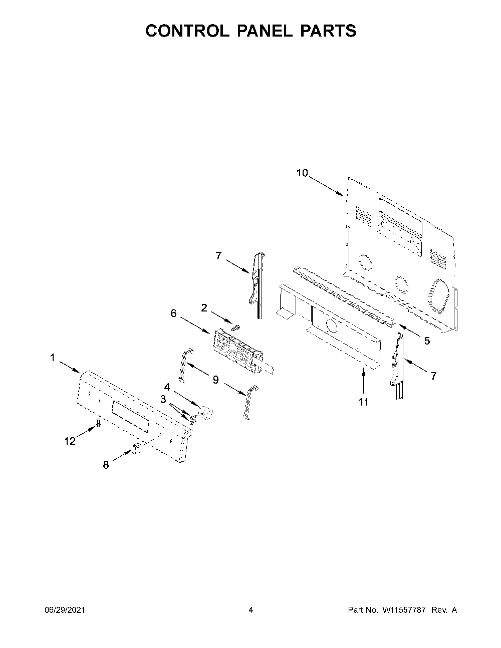03 - Control Panel Parts Diagram and Parts List for YMER6600FB3  Whirlpool Range