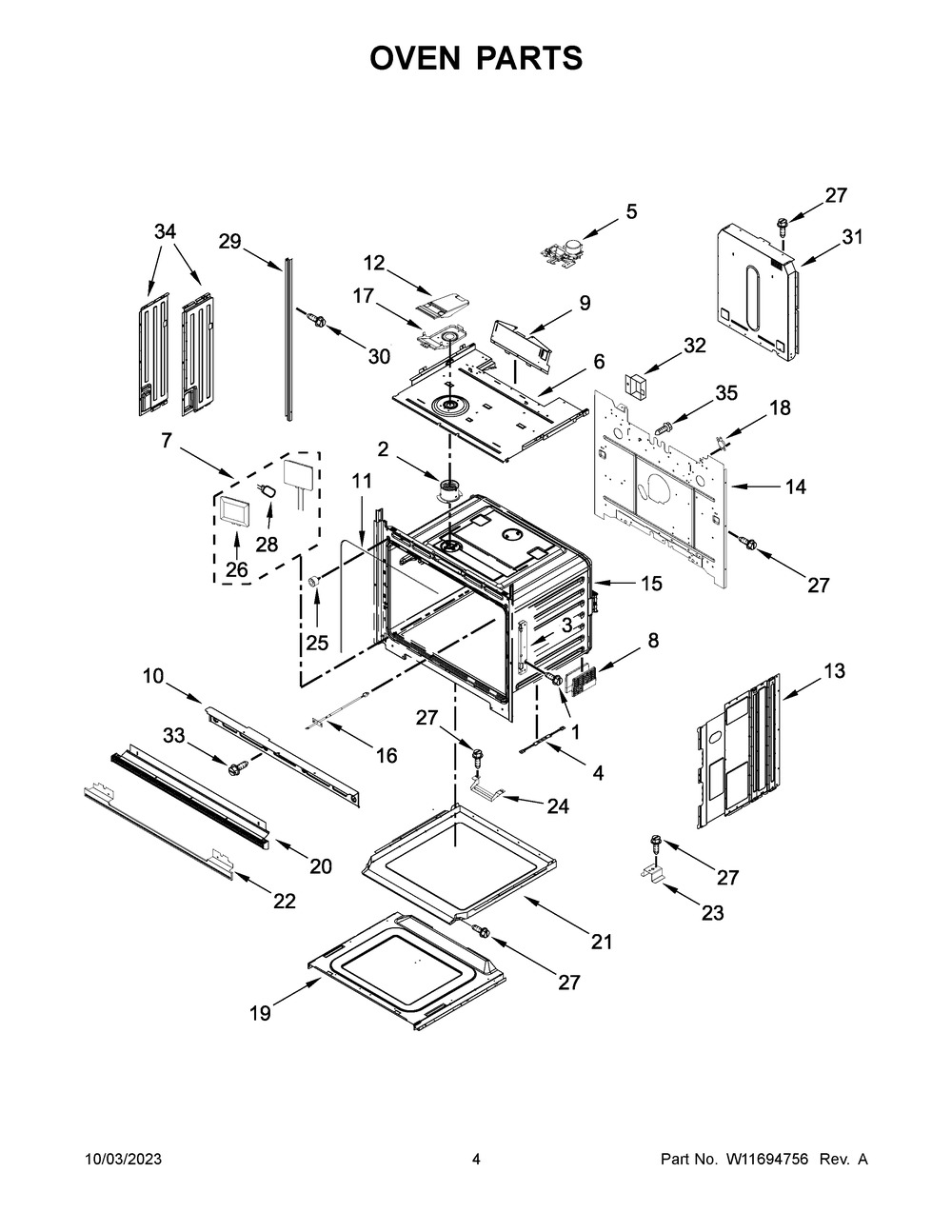 Oven Parts Diagram and Parts List for WOES5930LZ01  Whirlpool Wall Oven