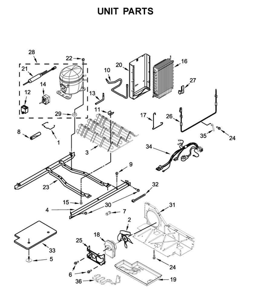 Unit Parts Diagram and Parts List for 10650042711  Kenmore Refrigerator