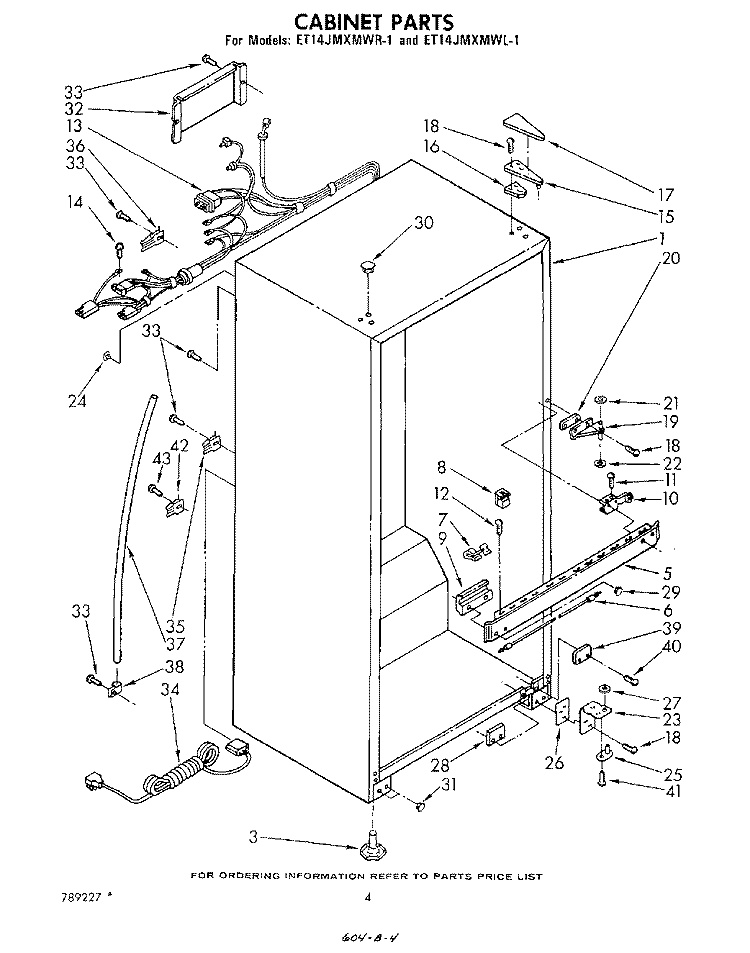 CABINET Diagram and Parts List for ET14JMXMWR1  Whirlpool Refrigerator