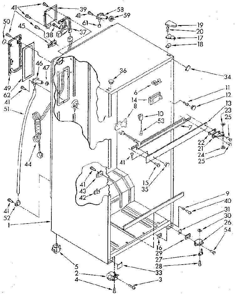 Cabinet Diagram and Parts List for ET18GKXSN04  Whirlpool Refrigerator