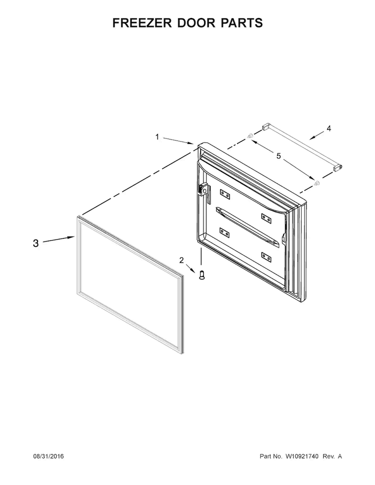 Freezer Door Parts Diagram and Parts List for KRFF300EBS00  KitchenAid Refrigerator