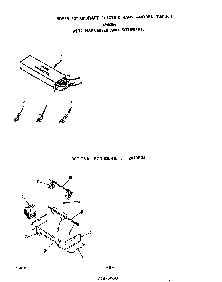 ^rotisserie Kit Diagram and Parts List for 2492*0A  Roper Range