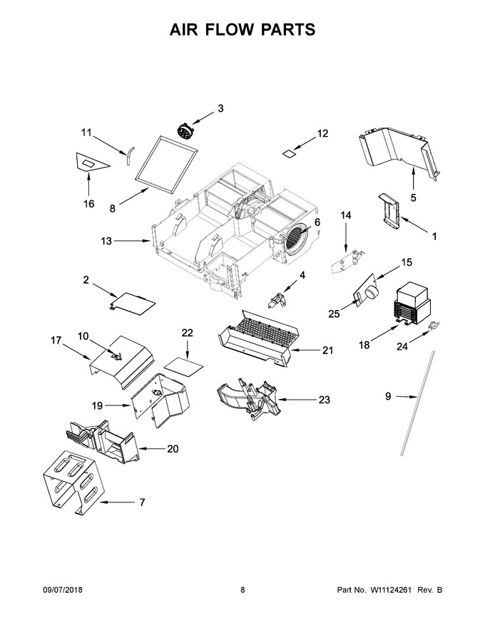 Air Flow Parts Diagram and Parts List for KMHP519ESS2  KitchenAid Microwave