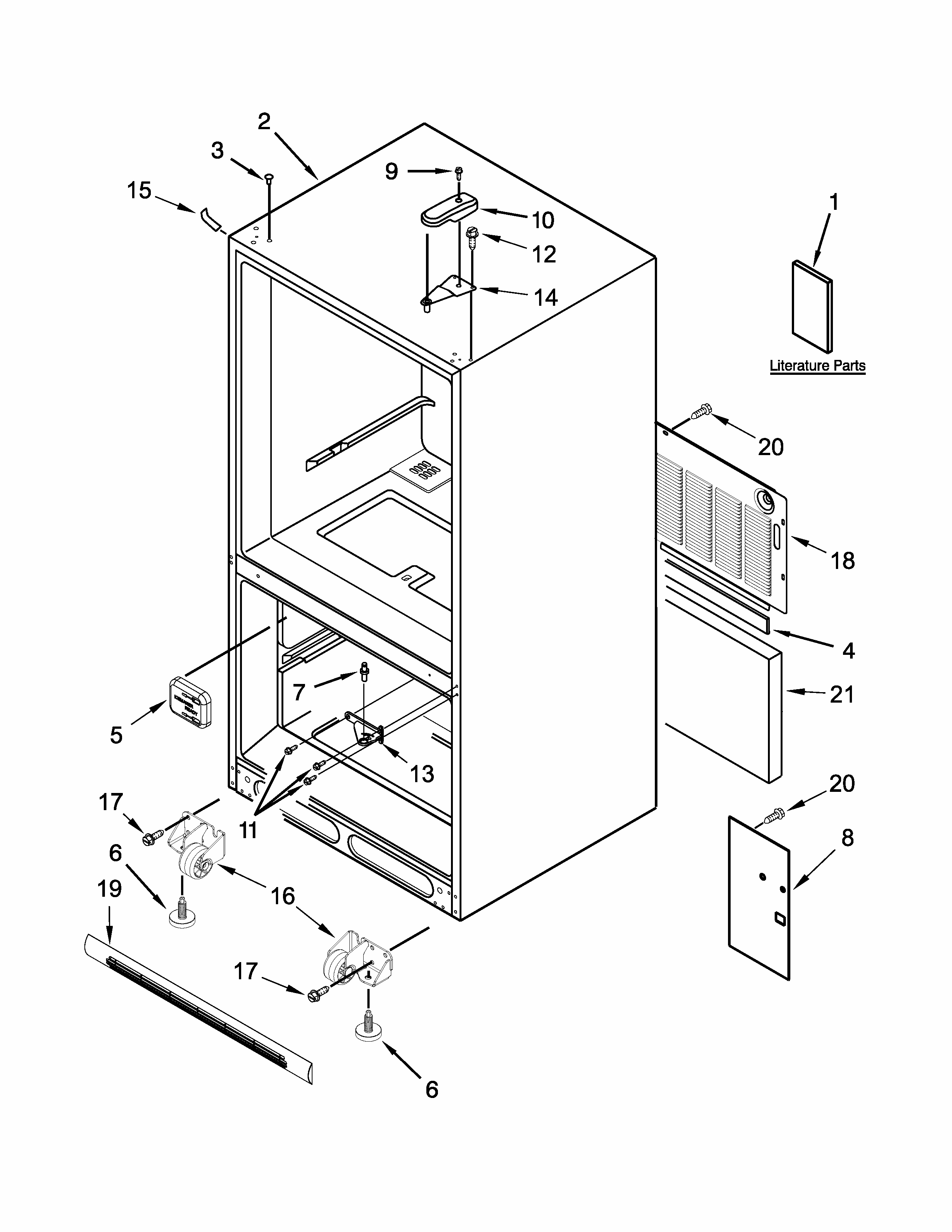 Cabinet Parts Diagram and Parts List for 59669989014  Kenmore Refrigerator
