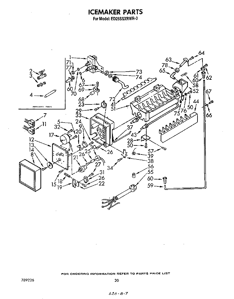 ICE MAKER Diagram and Parts List for ED26SSXRWR0  Whirlpool Refrigerator