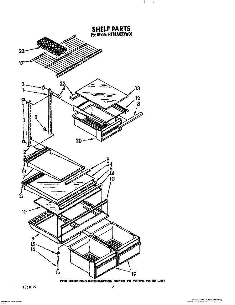 SHELF Diagram and Parts List for RT18AKXXW00  Roper Refrigerator