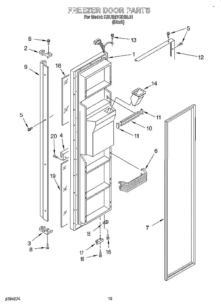 FREEZER DOOR Diagram and Parts List for KSUB27QDBL01  KitchenAid Refrigerator