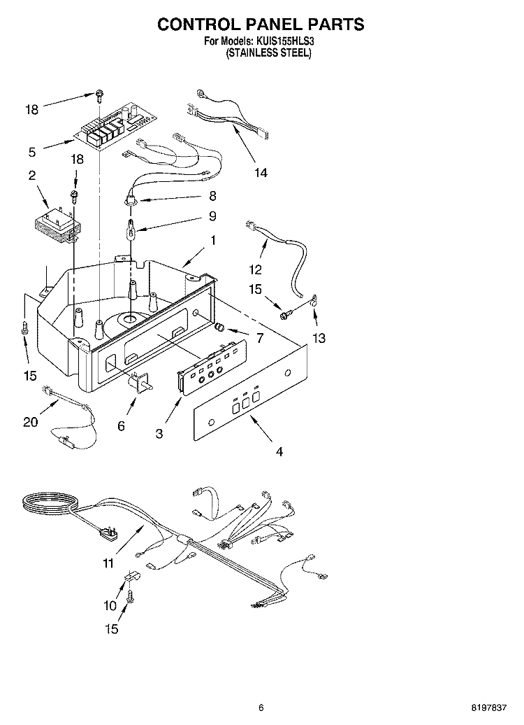CONTROL PANEL Diagram and Parts List for KUIS155HLS3  KitchenAid Ice Maker