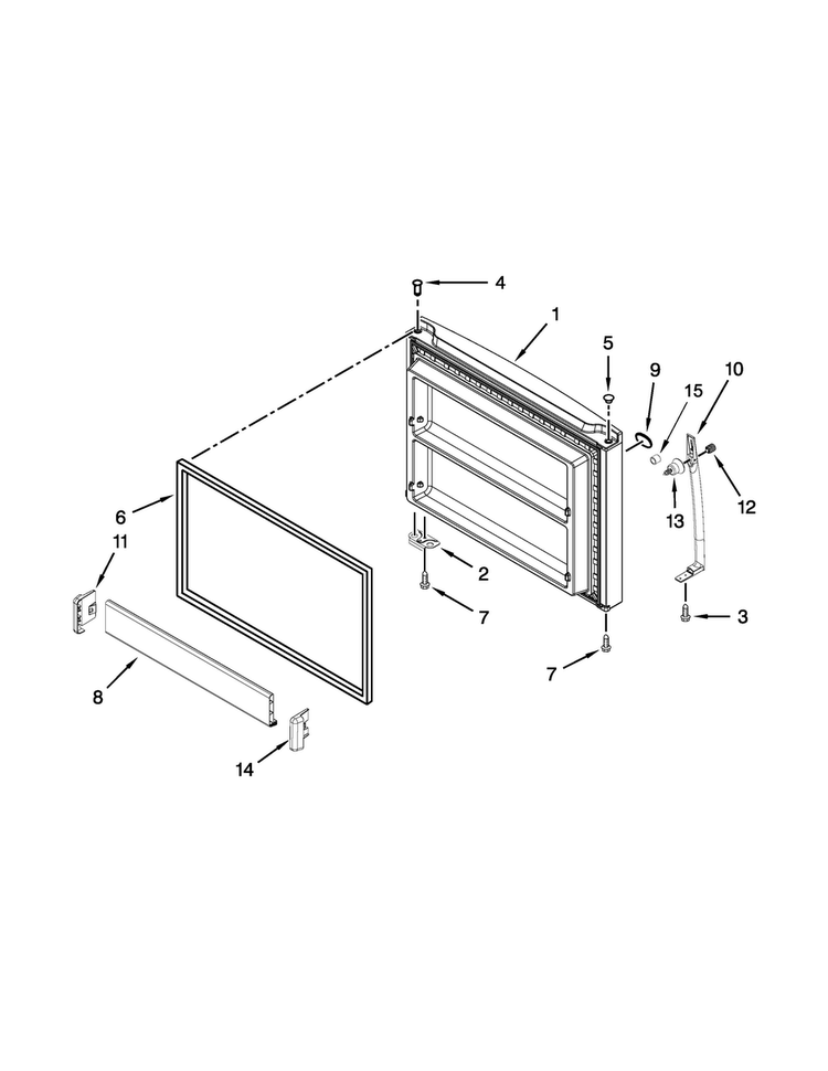Freezer Door Parts Diagram and Parts List for WRT351SFTF00  Whirlpool Refrigerator