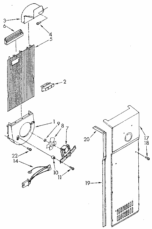 Air Flow Diagram and Parts List for 1068592511 SKR601W0 Kenmore Refrigerator