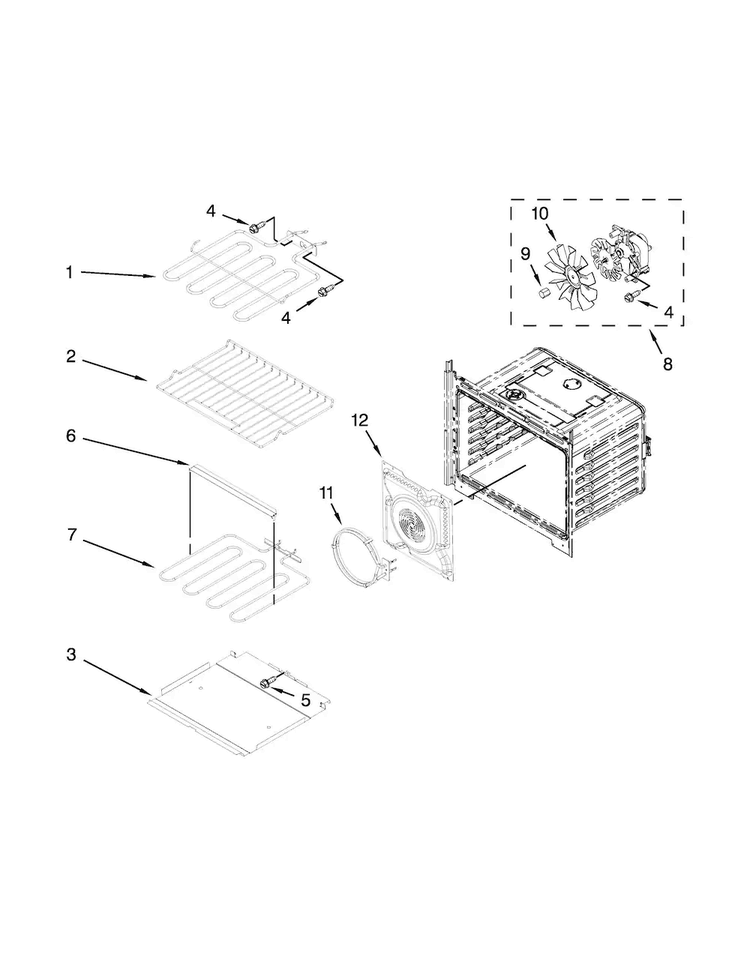 Internal Oven Parts Diagram and Parts List for WOD93EC7AB03  Whirlpool Wall Oven