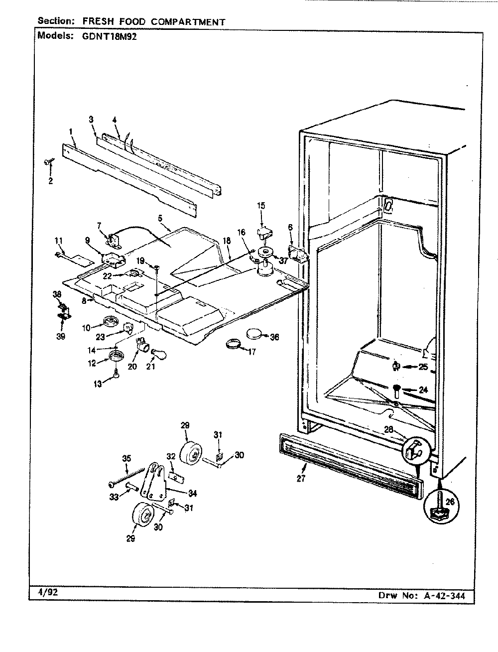 03 - Fresh Food Compartment Diagram and Parts List for RB15MA-0A  Whirlpool Refrigerator