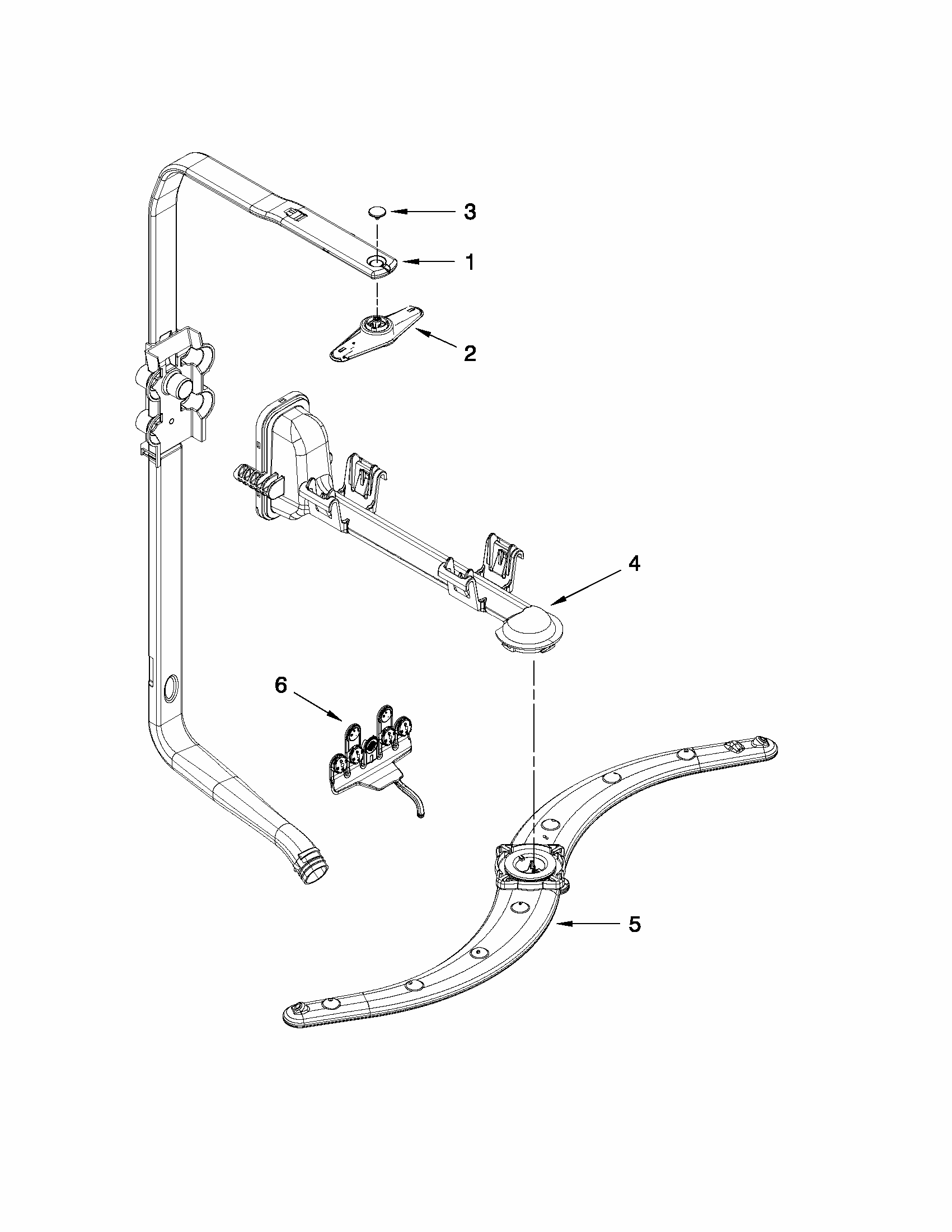 Upper Wash And Rinse Parts Diagram and Parts List for 66513282K115  Kenmore Dishwasher