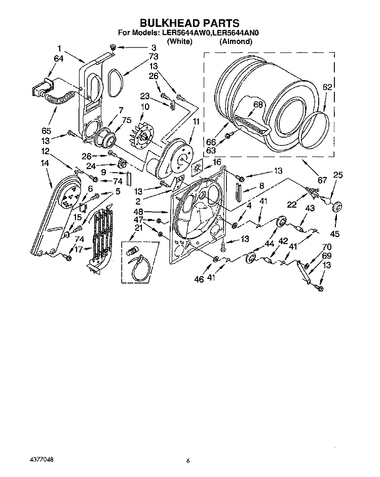 SECTION Diagram and Parts List for LER5644AN0  Whirlpool Dryer
