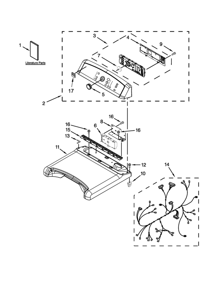 Top And Console Parts Diagram and Parts List for 110C68102310  Kenmore Dryer