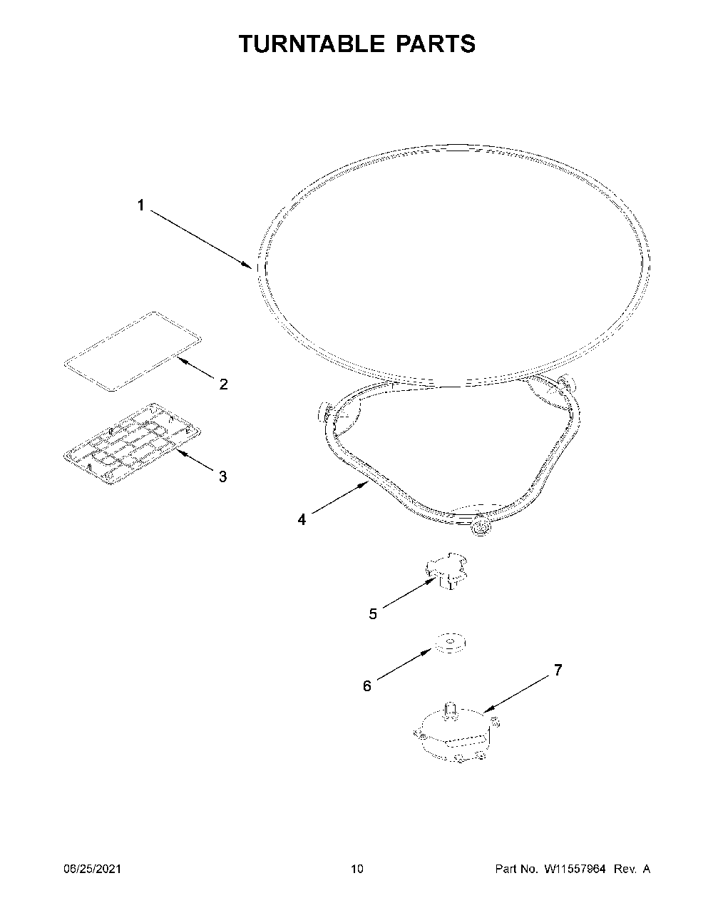 06 - Turntable Parts Diagram and Parts List for YWML75011HW11  Whirlpool Microwave