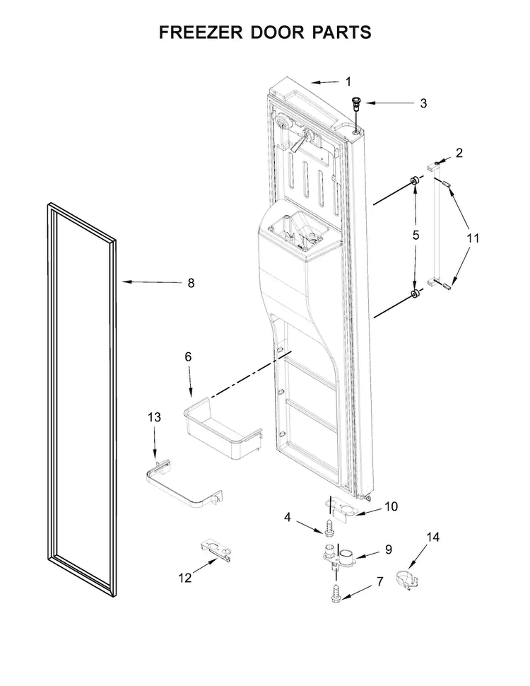 Freezer Door Parts Diagram and Parts List for KRSC503ESS00  KitchenAid Refrigerator