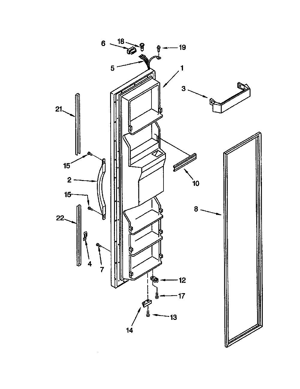 Freezer door Diagram and Parts List for 10652242102  Kenmore Refrigerator