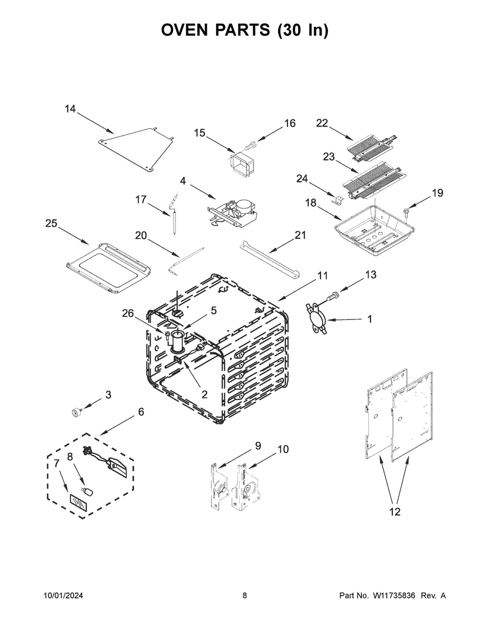 05 - Oven Parts (30 In) Diagram and Parts List for KFGC558JPA07  Whirlpool Range