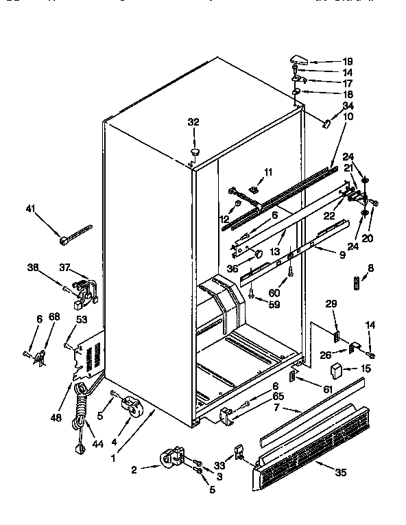 Cabinet Diagram and Parts List for ET22DQLB00  Whirlpool Refrigerator
