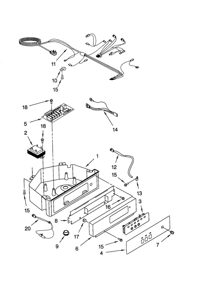 Control Panel Diagram and Parts List for GI1500PHW2  Whirlpool Ice Maker