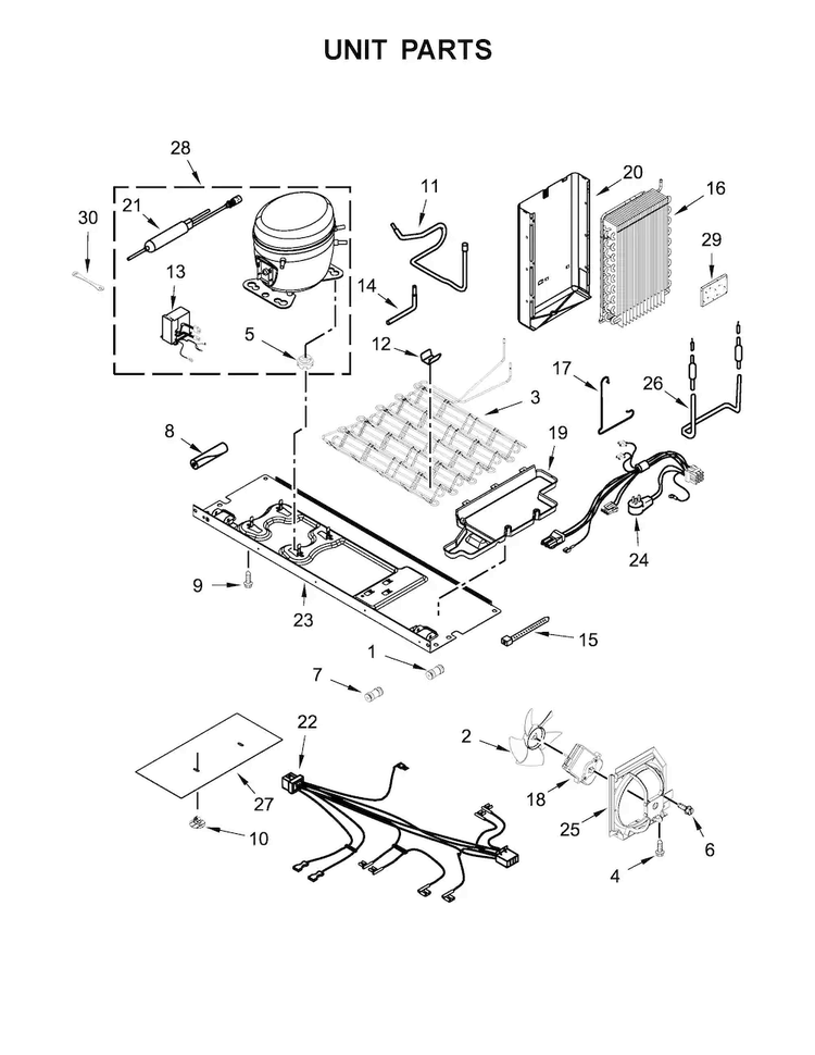 Unit Parts Diagram and Parts List for WRS586FIEH00  Whirlpool Refrigerator