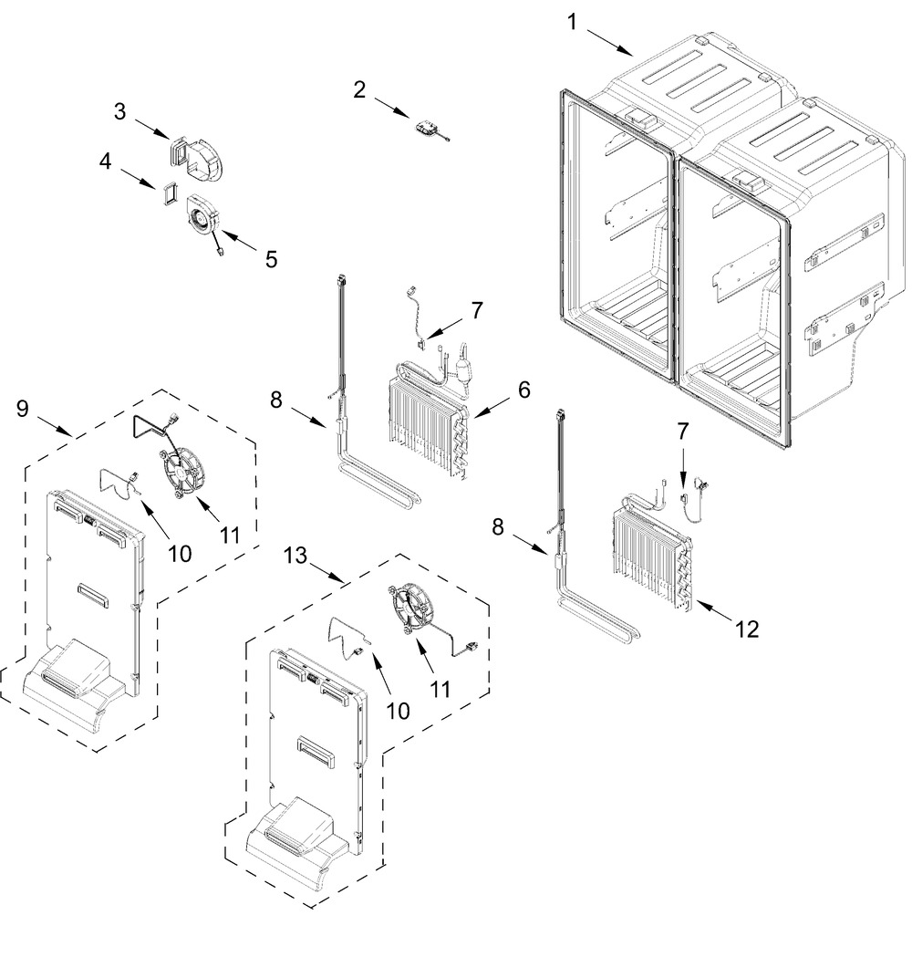 Freezer Liner Parts Diagram and Parts List for KRQC736RPS00  Whirlpool Refrigerator