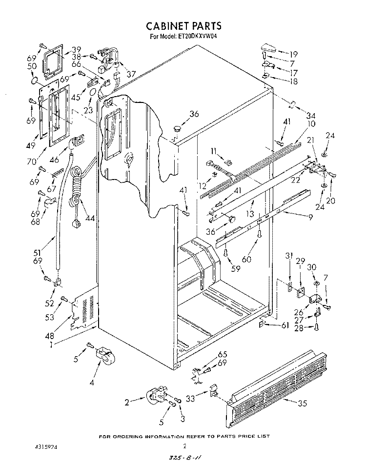 CABINET Diagram and Parts List for ET20DKXVW04  Whirlpool Refrigerator