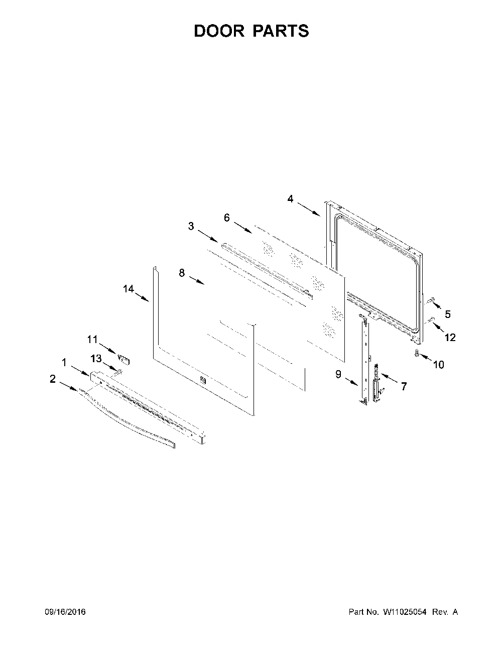 Door parts Diagram and Parts List for 66495123610  Kenmore Range