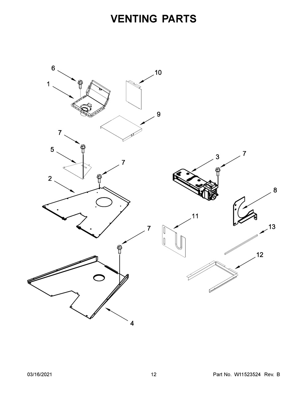 Venting Parts Diagram and Parts List for JGRP748HL01  Whirlpool Range