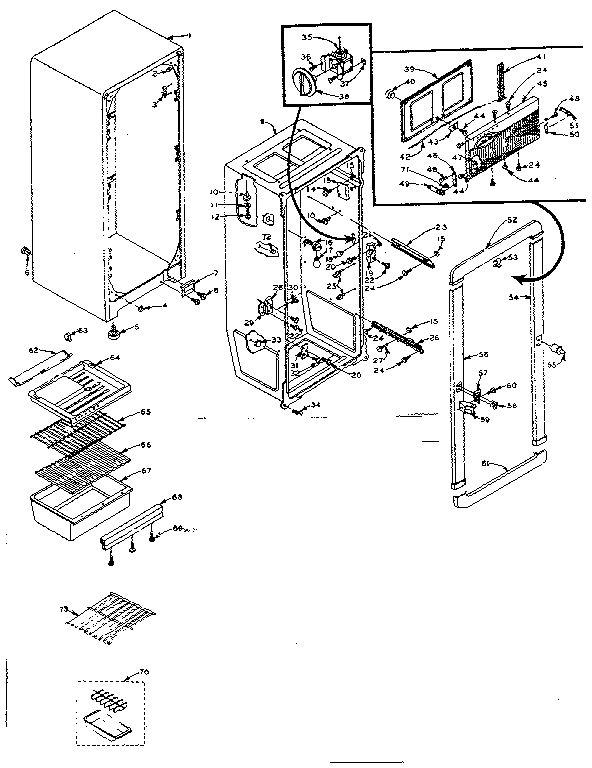 Cabinet Parts Diagram and Parts List for 106M12P-F  Kenmore Refrigerator
