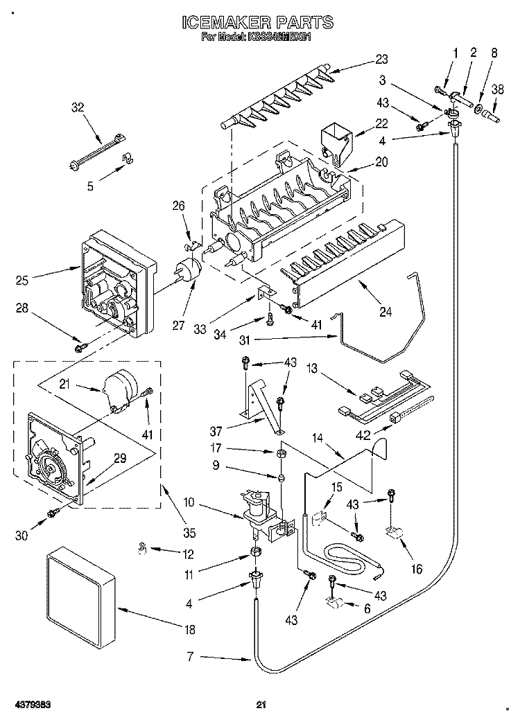 ICEMAKER, LITERATURE Diagram and Parts List for KSSS48MBX01  KitchenAid Refrigerator