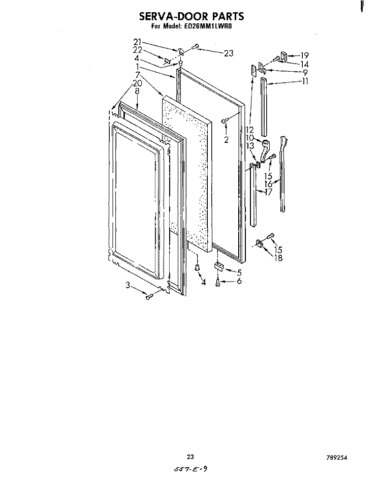 SERVA-DOOR , NOT ILLUSTRATED AND OPIONAL Diagram and Parts List for ED26MM1LWR0  Whirlpool Refrigerator