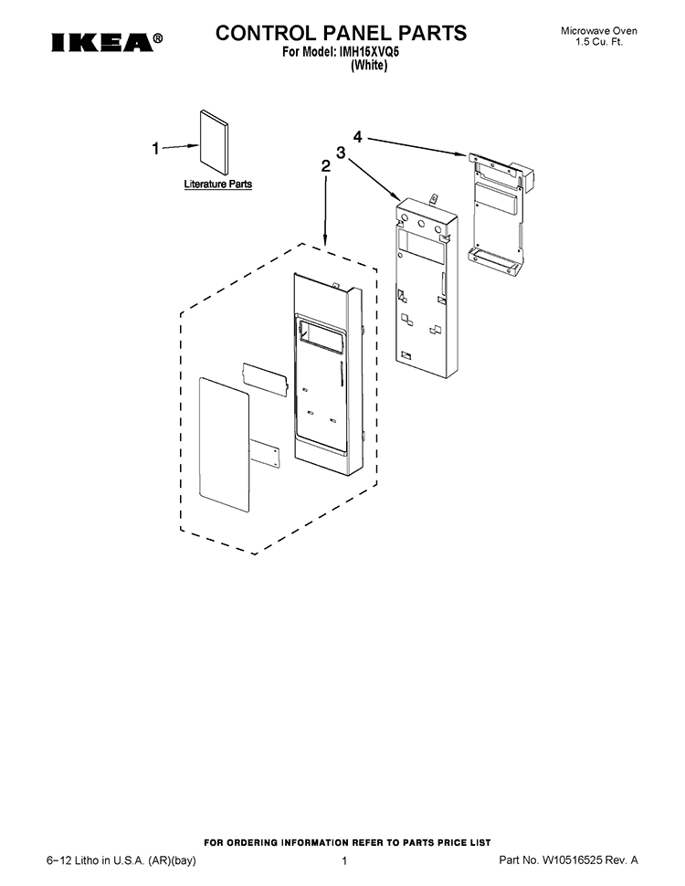 CONTROL PANEL PARTS Diagram and Parts List for IMH15XVQ5  Whirlpool Microwave