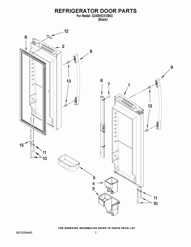 REFRIGERATOR DOOR PARTS Diagram and Parts List for GX5SHDXVB03  Whirlpool Refrigerator
