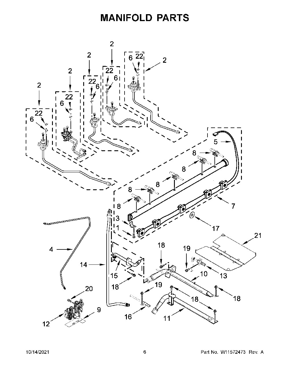 Manifold Parts Diagram and Parts List for KSGG700EBS3  KitchenAid Range